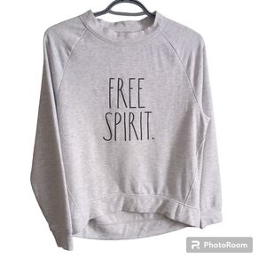 Rae Dunn *Free‎ Spirit* High-Low Sweatshirt Heathered Gray Size XS